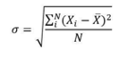 Fórmula matemática de la desviación típica con el sumatorio de las diferencias al cuadrado