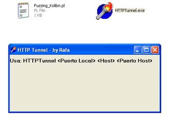 Iconos de Fuzzing_Kolibri.pl y HTTPTunnel.exe junto a la ventana de uso de HTTP Tunnel