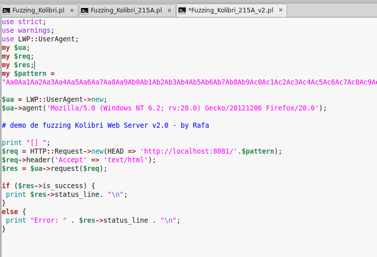 Script Perl con el patrón único generado por mona.py asignado a la variable pattern