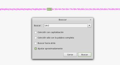 Cuadro de diálogo Buscar en Immunity Debugger localizando el patrón cíclico 1Ar2