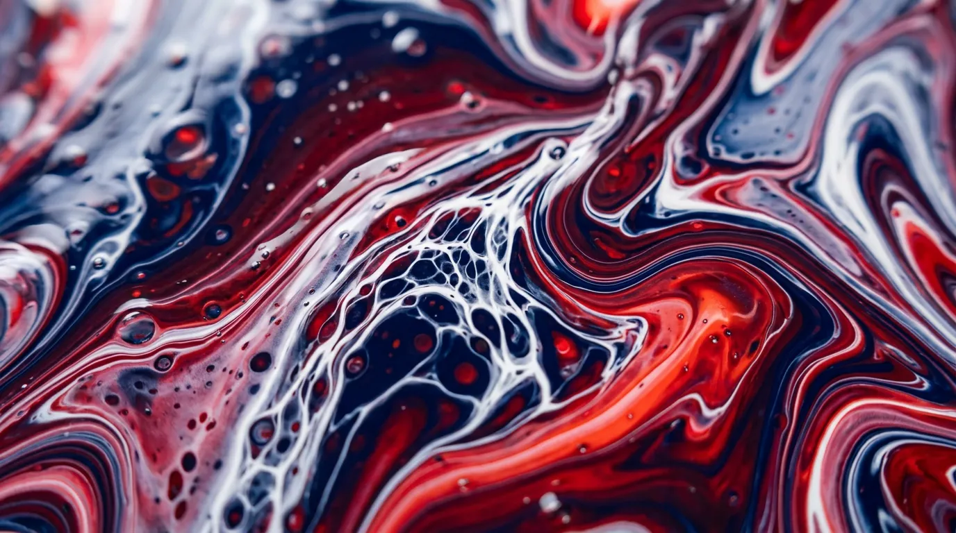Ilustración abstracta de pintura fluida en tonos azul marino, rojo y blanco para la noticia: Las actualizaciones de AOMEI Backupper sirvieron un backdoor en España