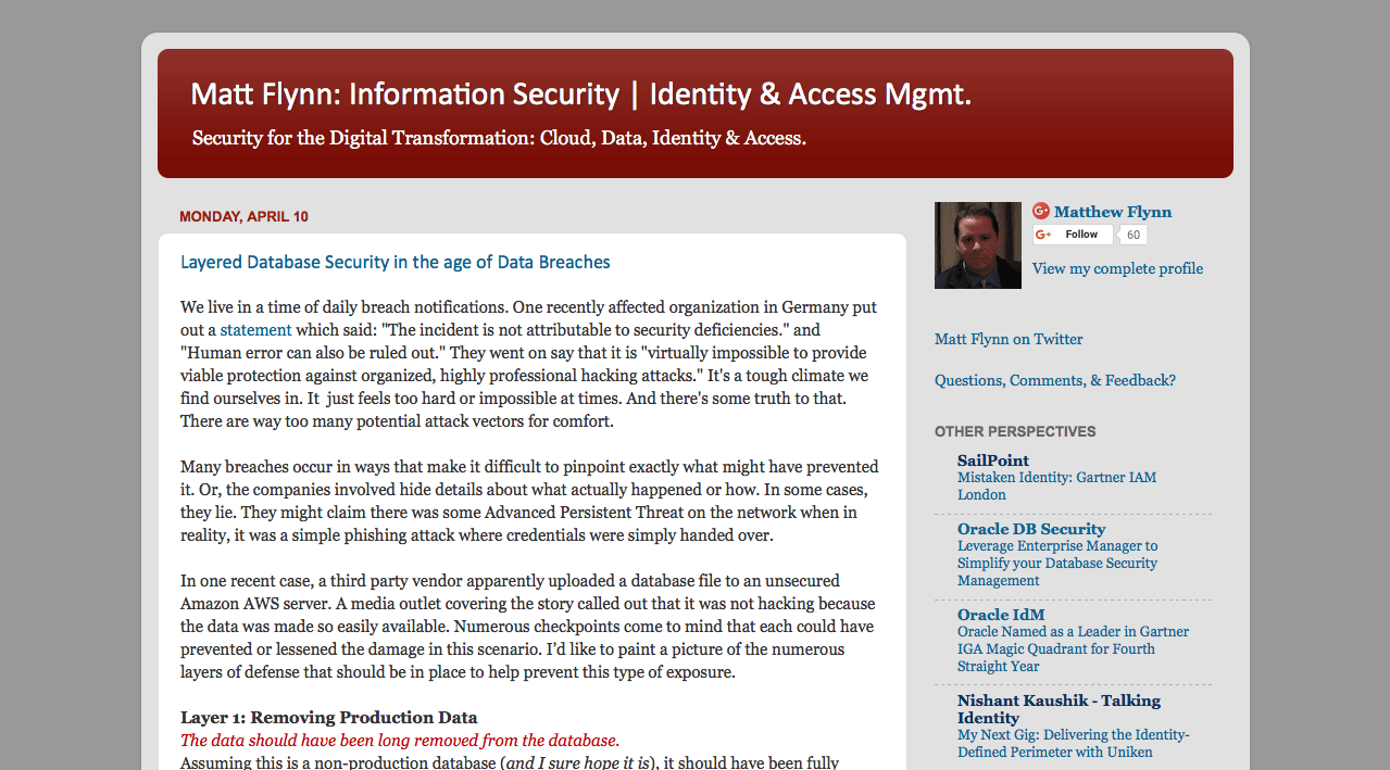 Blog Seguridad El blog de gestión de identidad de Matt Flynn