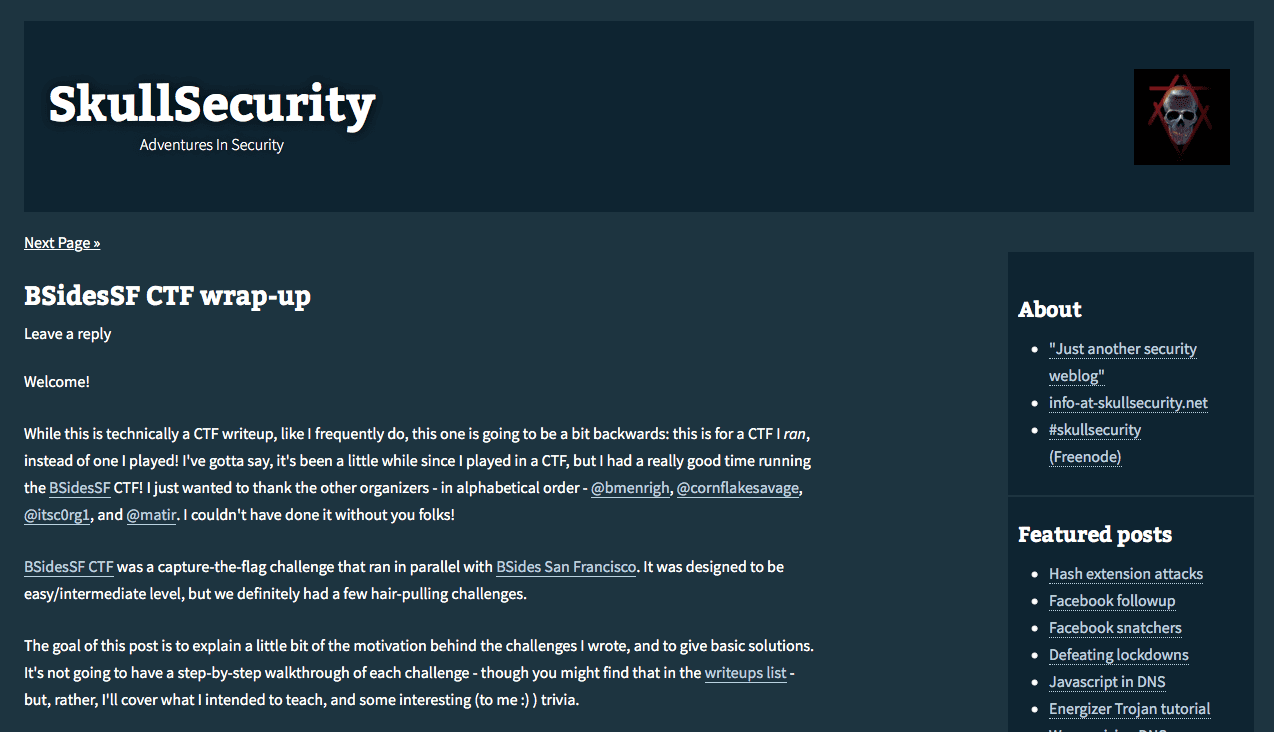 Blog Seguridad SkullSecurity