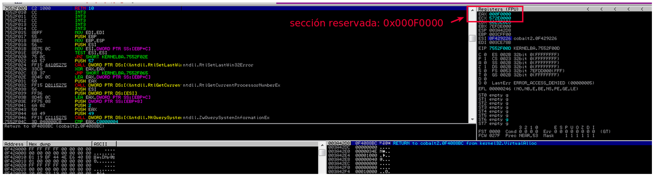 Seccion reserva 0x000F0000-DLL de CobaltStrike