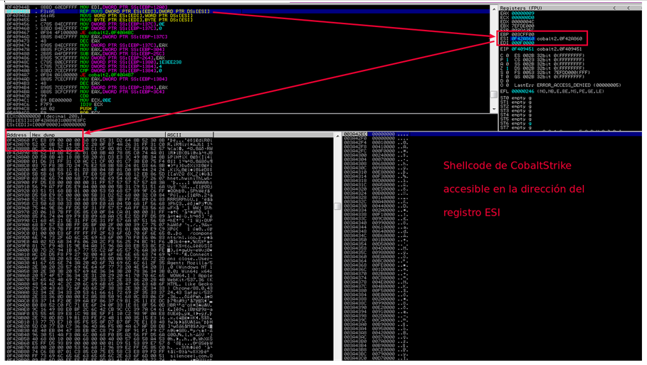 Accesible dirección ESI - DLL de CobaltStrike