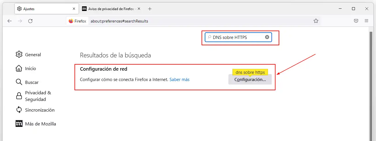Activar DoH en Firefox