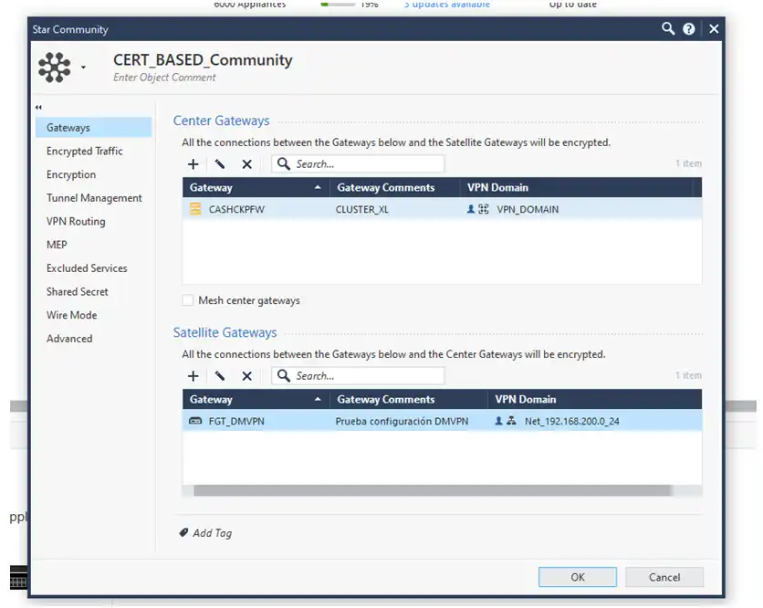 Check Point VPN IPSEC Comunidad en estrella