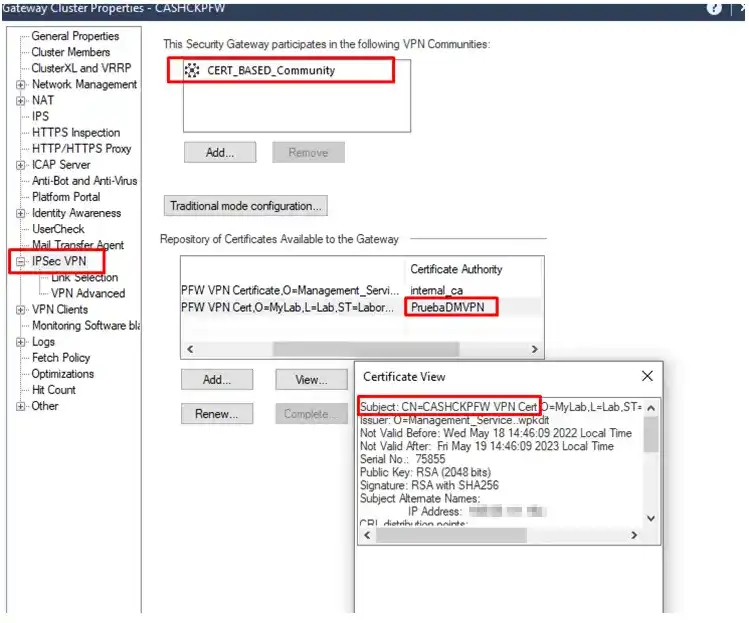 IPSEC VPN Certificado