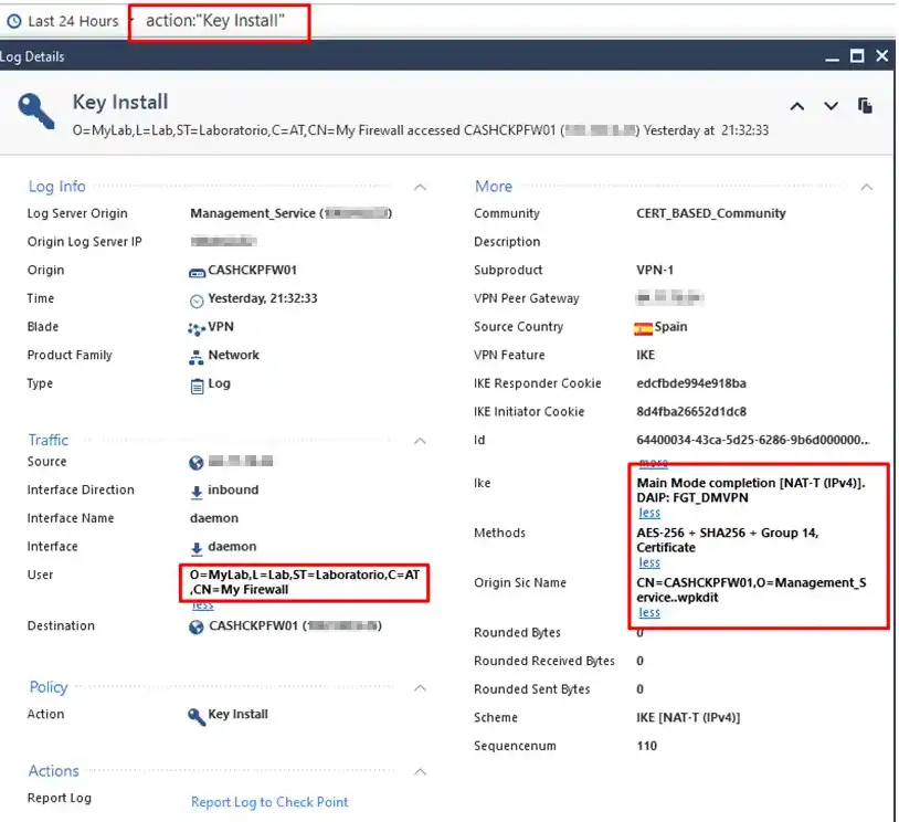 Logs Key Install Checkpoint VPN IPSEC