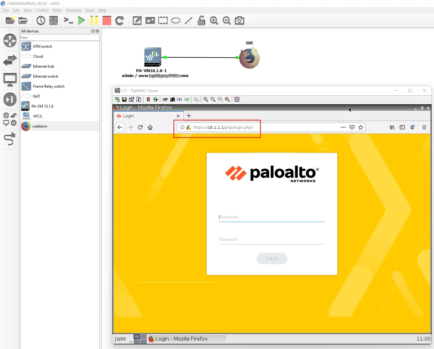 Acceso GUI a PAlo Alto