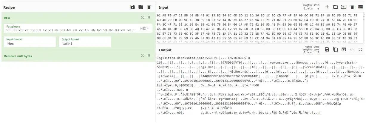 Extracción malware factura en Cyberchef