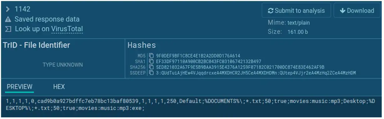 Envio de parámetros de maquina infectada con Malware