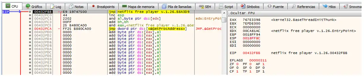 Salto Breakpoint ejecución de Malware