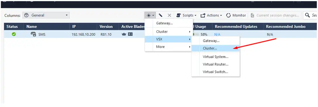 Creación de objeto VSX Cluster Checkpoint