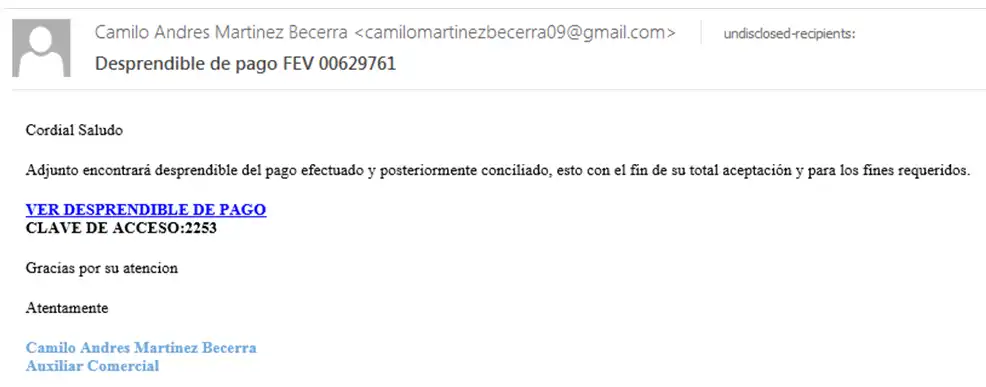 Mail con malware