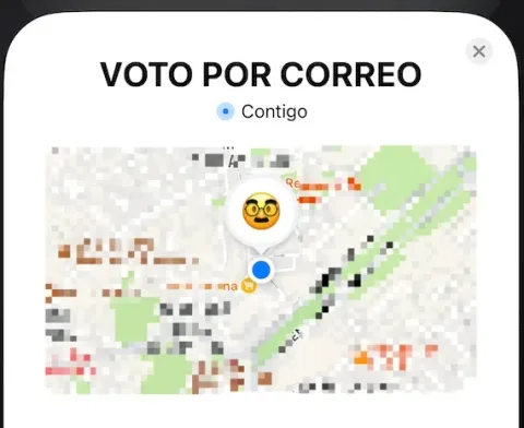 Ubicación en vivo de un AirTag oculto en el sobre del voto por correo