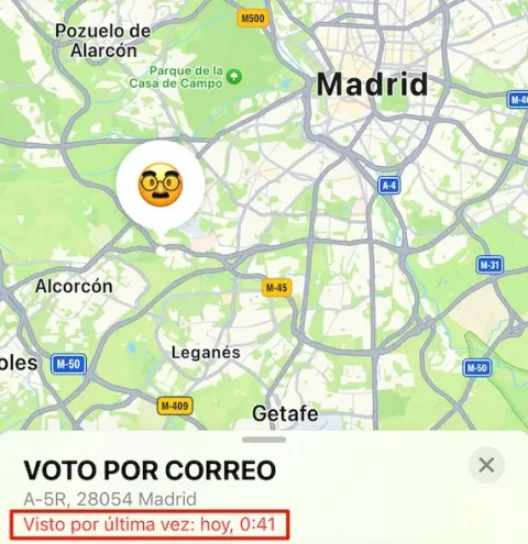 Mapa de Madrid con el voto por correo visto por última vez a las 0:41
