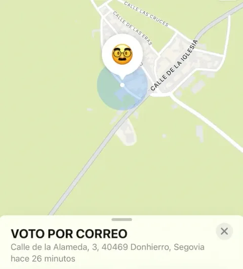 Mapa con el voto por correo detenido en Donhierro, Segovia, hace 26 minutos
