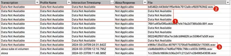 Tipos de archivos remitidos por Amazon