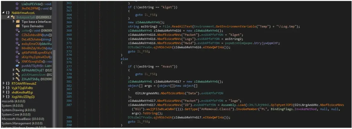 Captura de datos del malware.