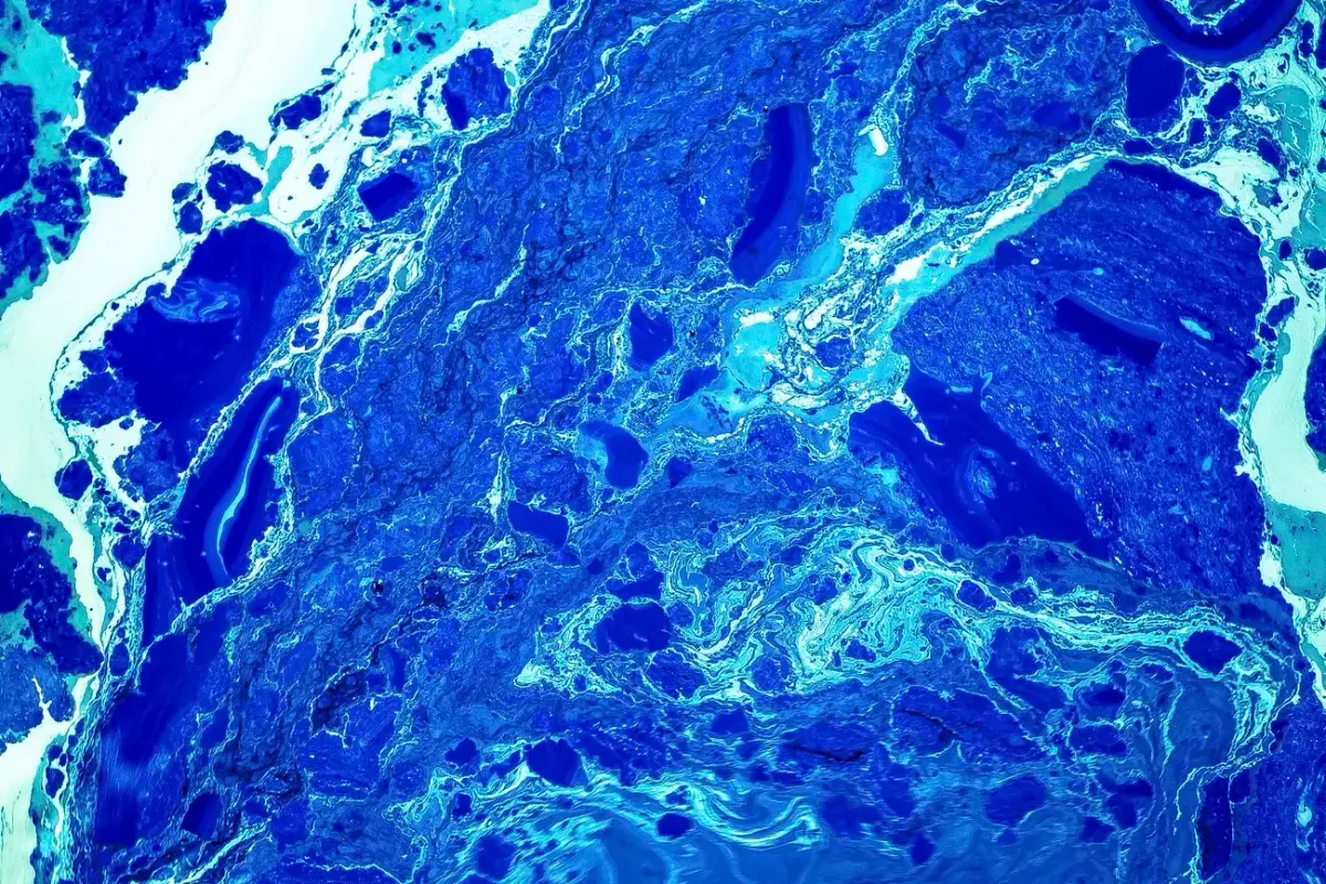 Textura abstracta en tonos azules con vetas y formas orgánicas ramificadas