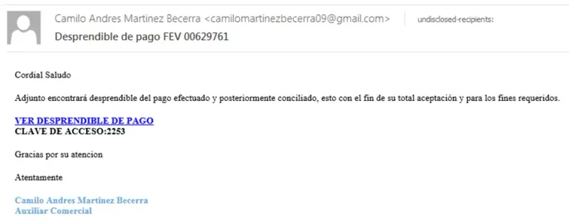 Mail con malware