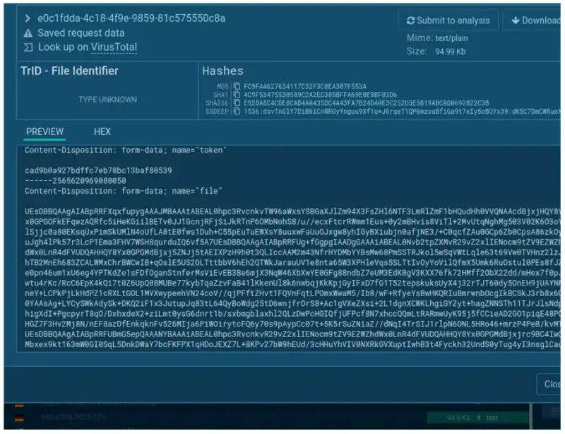 Envio de información del malware en el visor de Netflix
