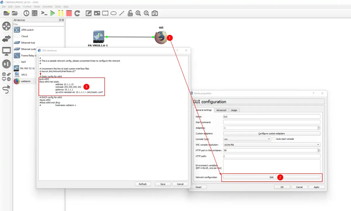 IP estatica en GNS3