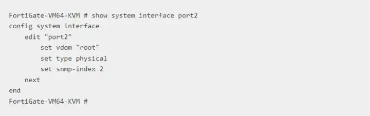 Configuración del port2 inicial en Fortigate