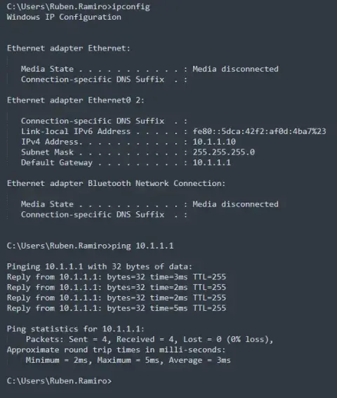 Configuración GNS3 en CMD equipo Windows