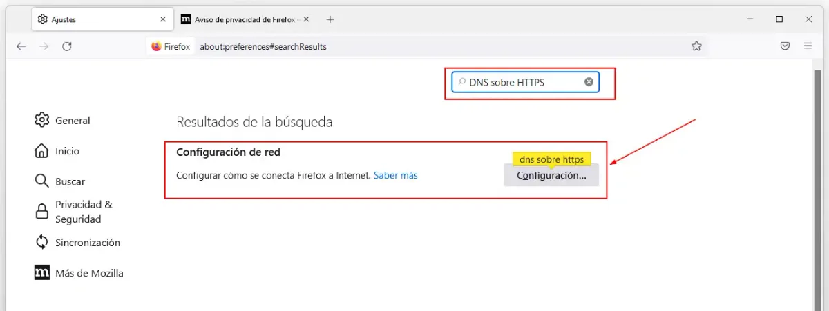 Activar DoH en Firefox