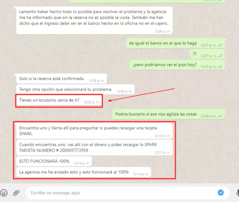 Estafa tarjeta SPARK prepago
