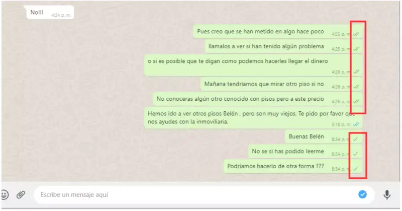 Belen deja de leer los mensajes