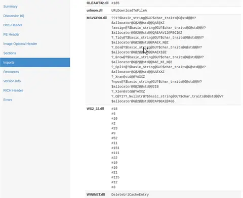 Más informacion Malware estatico con Radare2
