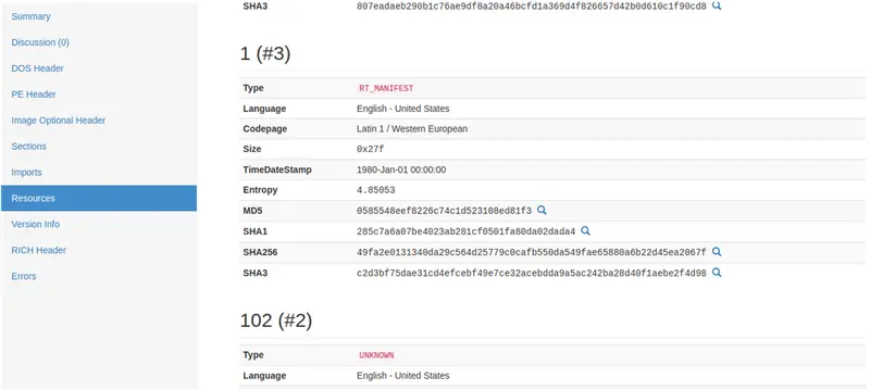 Fichero de Recursos Malware Wanncry