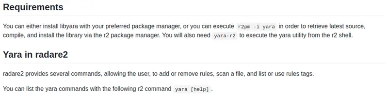Requisitos Yara Radare2
