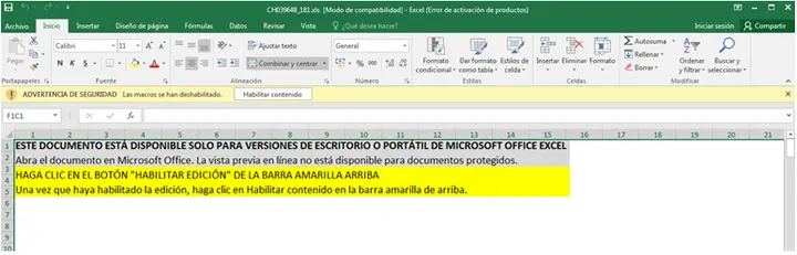 Habilitar contenido Macro ciberseguridad