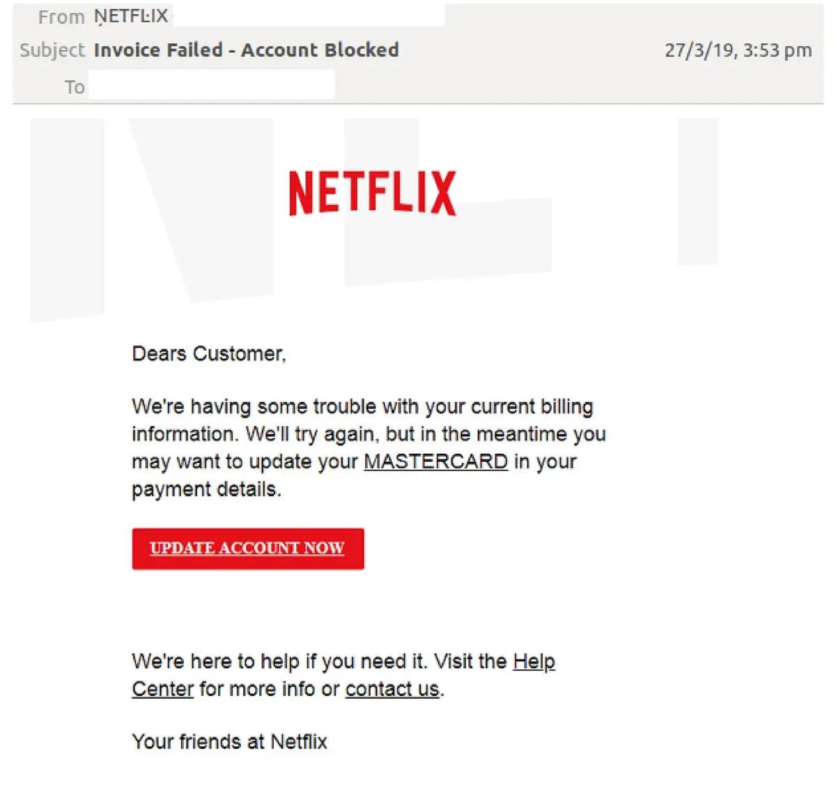 Phishing Netflix Actualizar datos