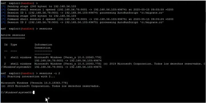PSEXEC Metaexploit muestra