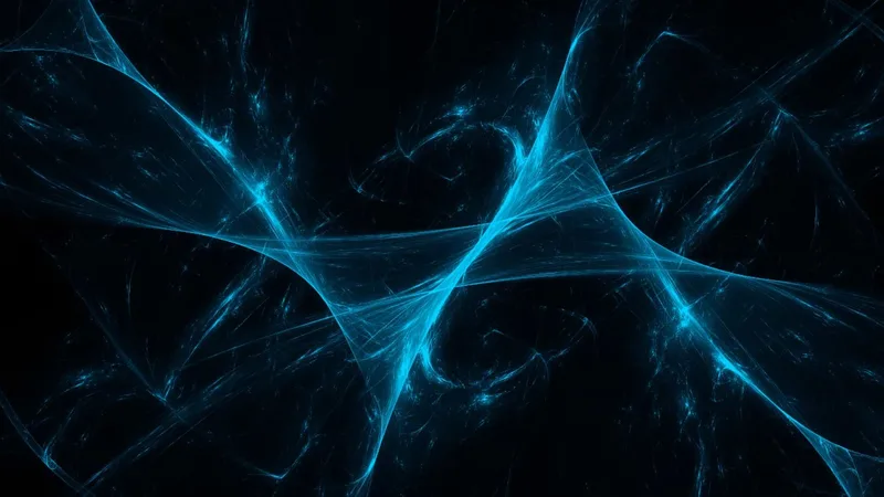 Fondo abstracto negro con hilos de luz azul entrelazados como una red