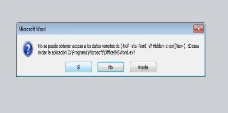 Mensaje de error de Word al no poder acceder a los datos remotos de PowerShell