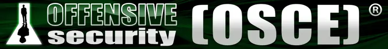 Logotipo de Offensive Security para la certificación OSCE sobre fondo verde