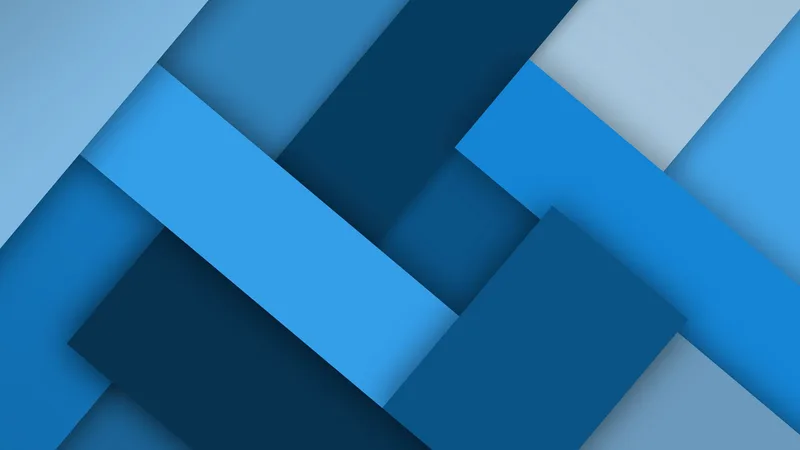 Fondo geométrico azul de estilo material design con formas diagonales superpuestas