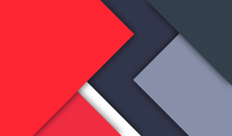 Formas geométricas abstractas en rojo, gris oscuro y blanco estilo material design