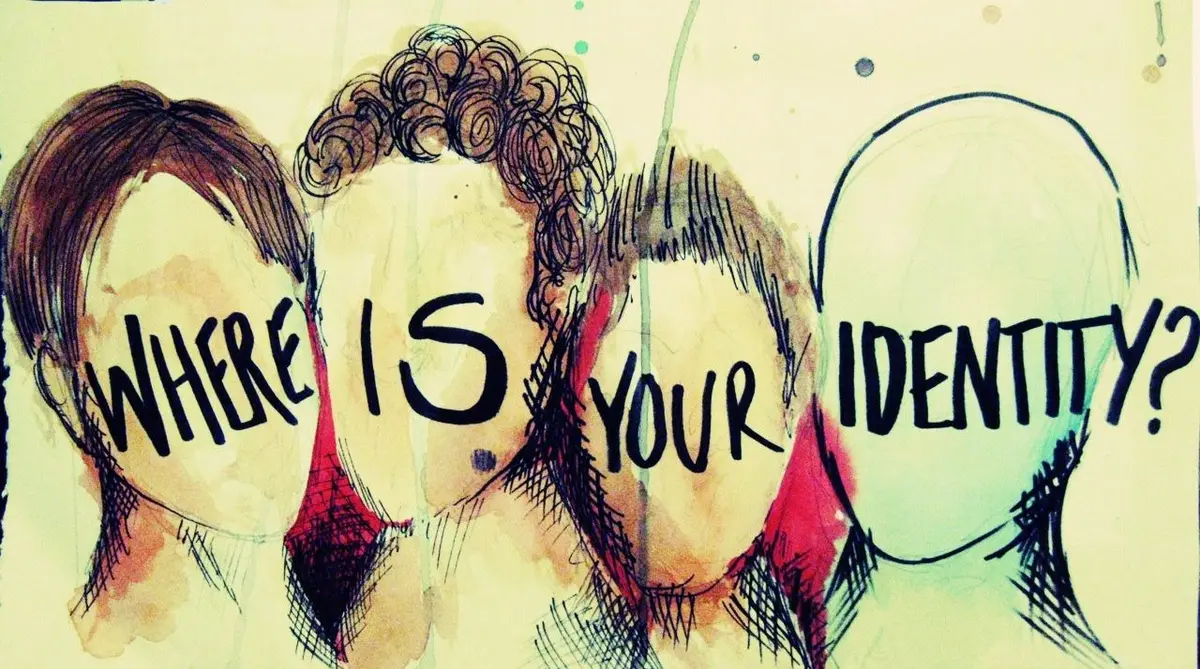 Ilustración de rostros dibujados con el texto Where is your identity